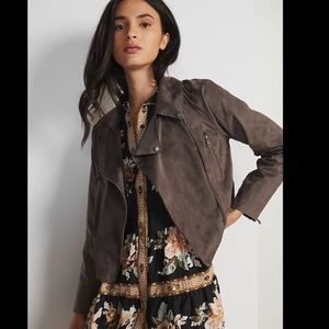 Anthropologie Hutch Faux Suede Moto Jacket 1X
